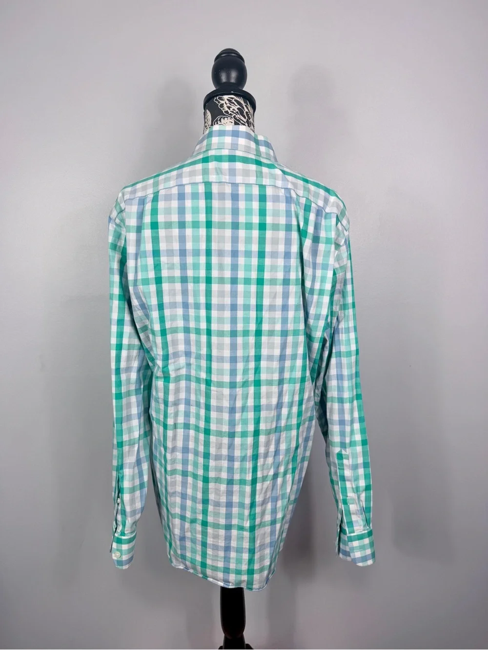 J. Crew men's blue plaid slim fit flex wrinkle free button down shirt size large